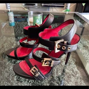Cesare Paciotti heels black red genuine leather